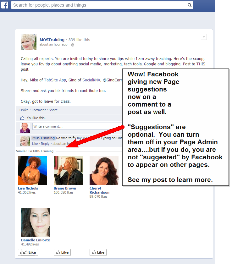 Facebook Offering Page Suggestions Like It Or Not Mike Gingerich